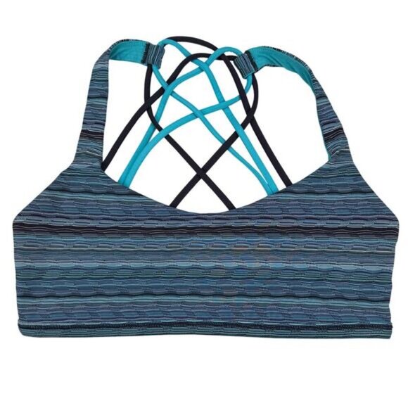 LULULEMON Free To Be Bra Size 6 Space Dye Twist Naval Blue Peacock Blue - Picture 3 of 6